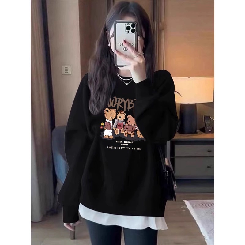 European high-end velvet thickened sweatshirt for women 2024 winter new design round neck loose top trendy