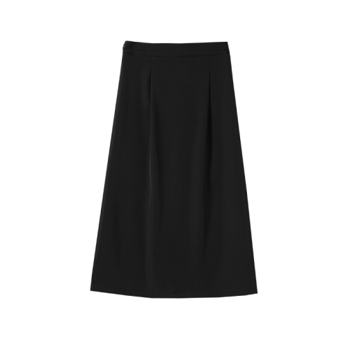 Real shot of black skirt for women 2024 new spring and summer back slit suit skirt mid-length one-step skirt a-line skirt