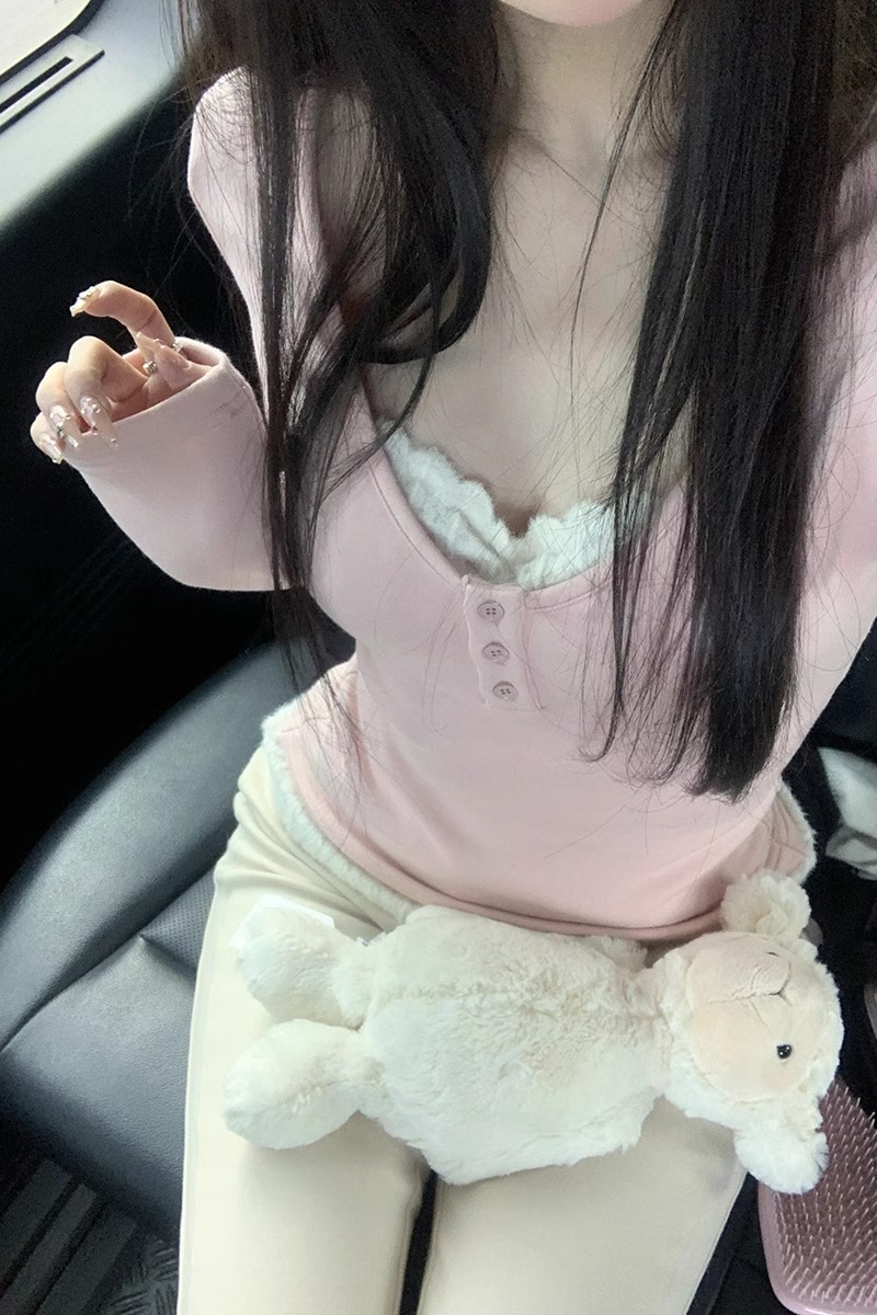 Suuuicee broken ice sweet desire leader pure desire splicing design fake two-piece three-color bottoming T-shirt top