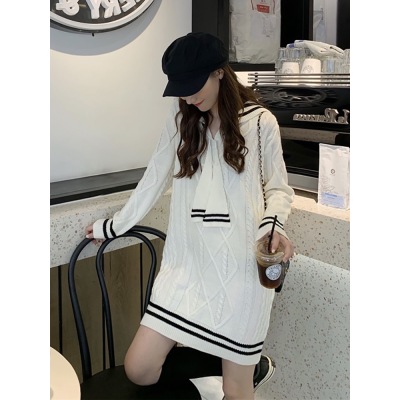 New women's trendy ins mid-length Hyuna knitted sweater skirt chic gentle style dress