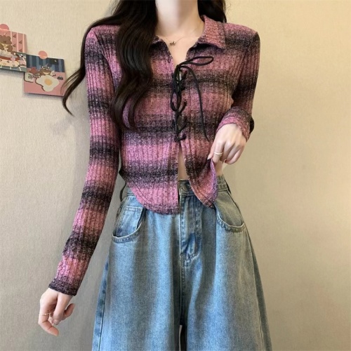 Slim-fitting irregular long-sleeved bottoming knitted cardigan for women early autumn 2024 new sweater jacket design top