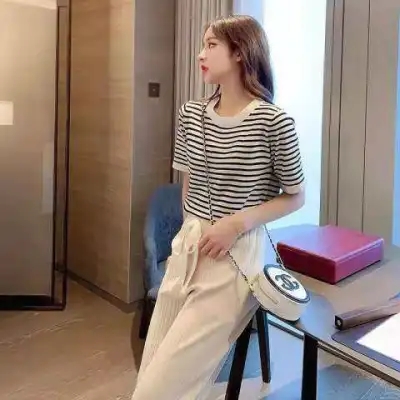 新款韓版套裝時尚運動套裝女學生韓版寬鬆休閒闊腿褲女潮