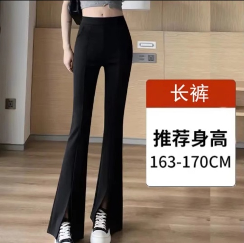 8888 bell bottoms for women, spring high waist slimming and drapey black front slit/nine points/trousers bell bottoms
