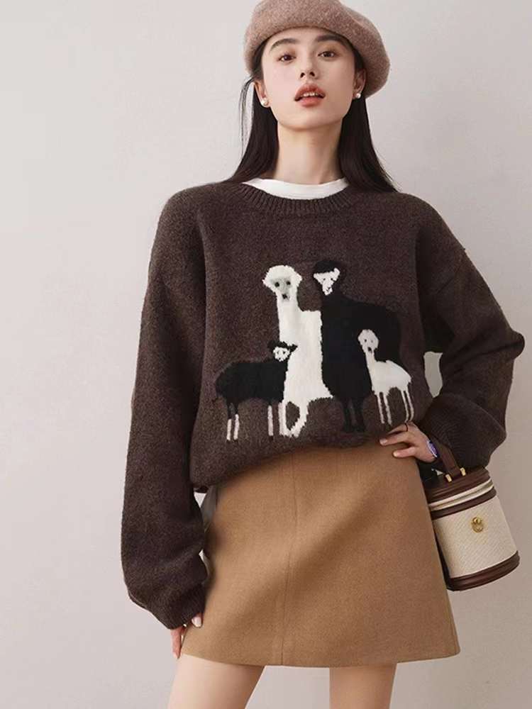 Long sleeve versatile fashionable simple pullover top