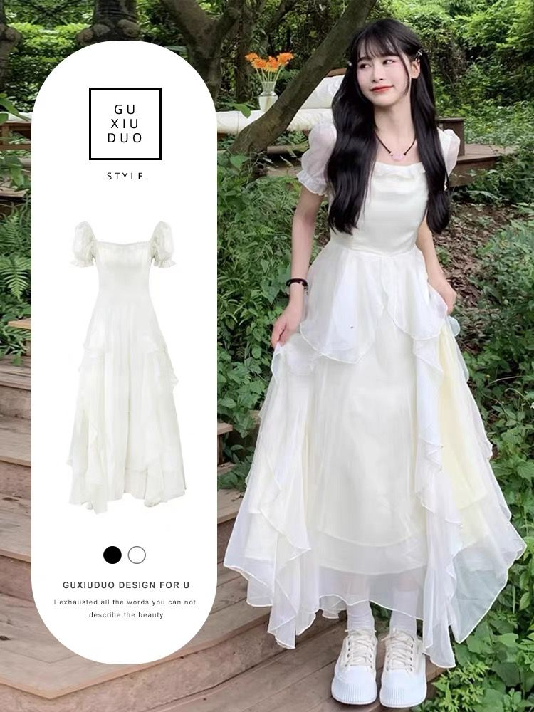 2024 spring and summer new French long-sleeved dress female niche design gentle style super fairy fairy dress