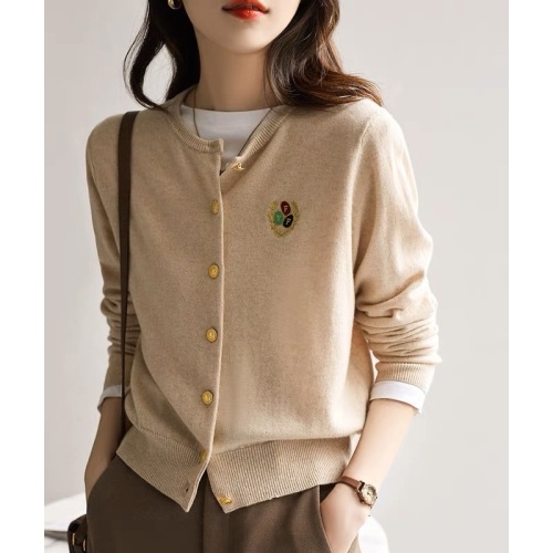 2024 Spring and Autumn Embroidered Women's Cardigan Temperament Round Neck Sweater Short Sweater Jacket