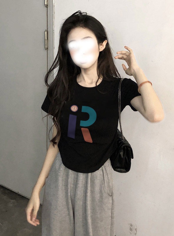 高端品質+防盜扣100%純棉黑色正肩bm短袖T恤女小眾設計感