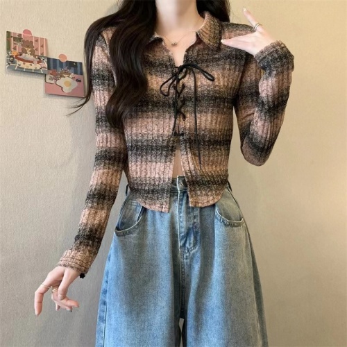 Slim-fitting irregular long-sleeved bottoming knitted cardigan for women early autumn 2024 new sweater jacket design top