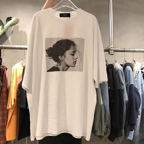 2024 new Korean style trendy student loose and slim Korean style mid-length versatile half-sleeved top