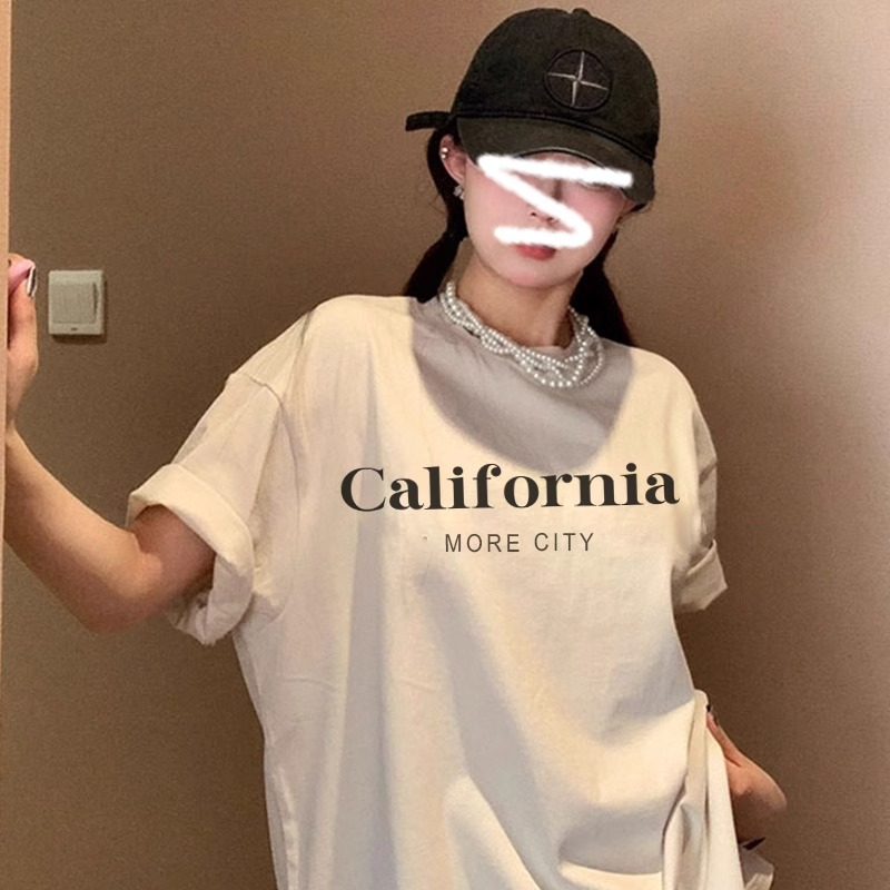 緊密220克美式短袖t恤女2024新款夏季寬鬆設計感小眾