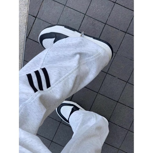 2024 Spring and Summer Korean Version Chinese Cotton Composite High Street American Sports Pants Men's and Women's Couple Pants Showing High Leg Casual Pants