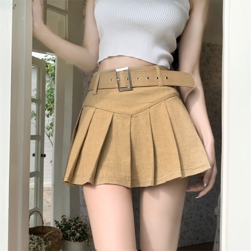 Real time shooting of the new autumn and winter spicy girl high waisted versatile short skirt with buttocks and a half skirt