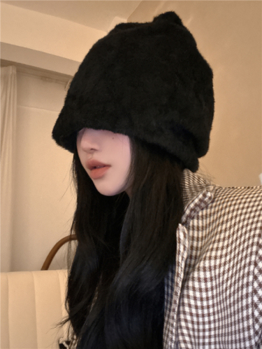 Real shot!  Winter imitation mink outdoor warm hood plus velvet soft pile hat