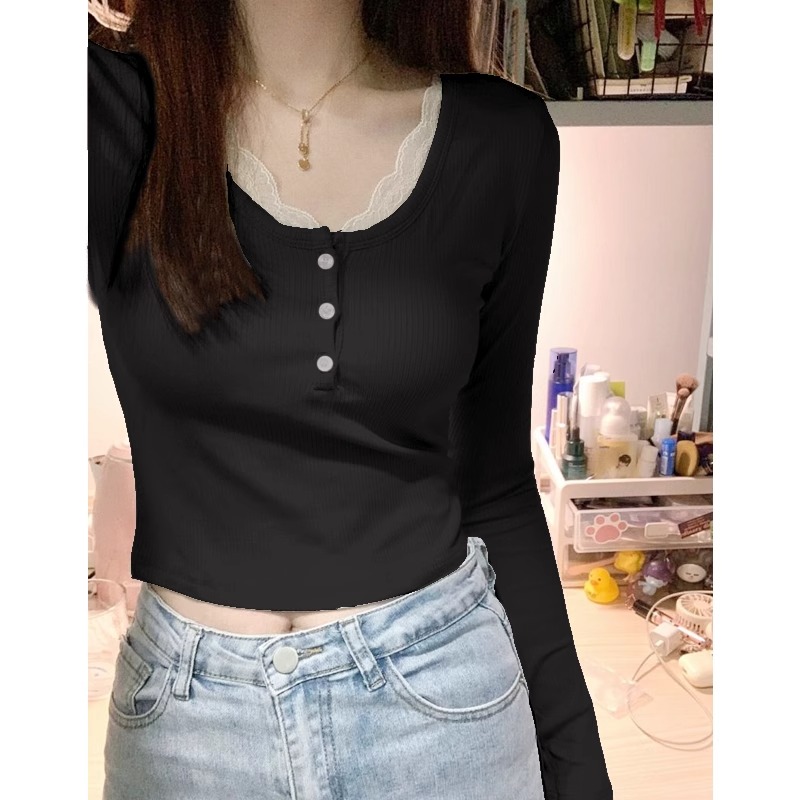 Long-sleeved T-shirts for women 2024 new spring clothes with bottoming shirts, fashionable age-reducing slimming tops
