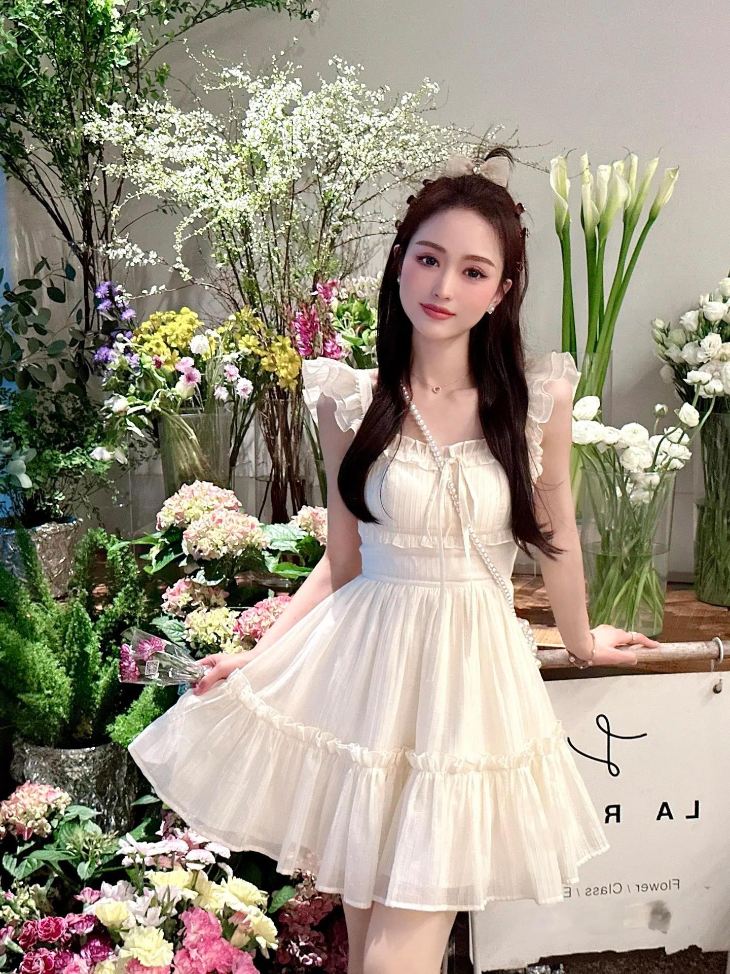 Original quality first love gentle fairy skirt ballet style niche design waist slimming dress summer
