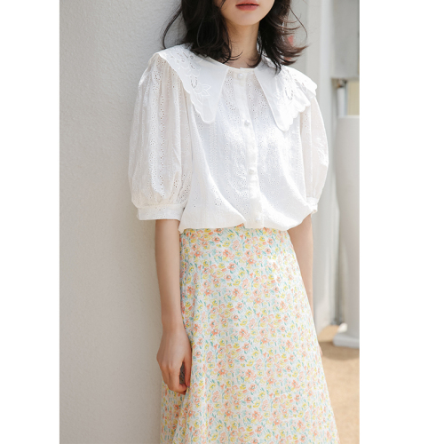 Real shot of 2024 summer ins new floral skirt, fairy skirt, high waist slimming a-line chiffon skirt