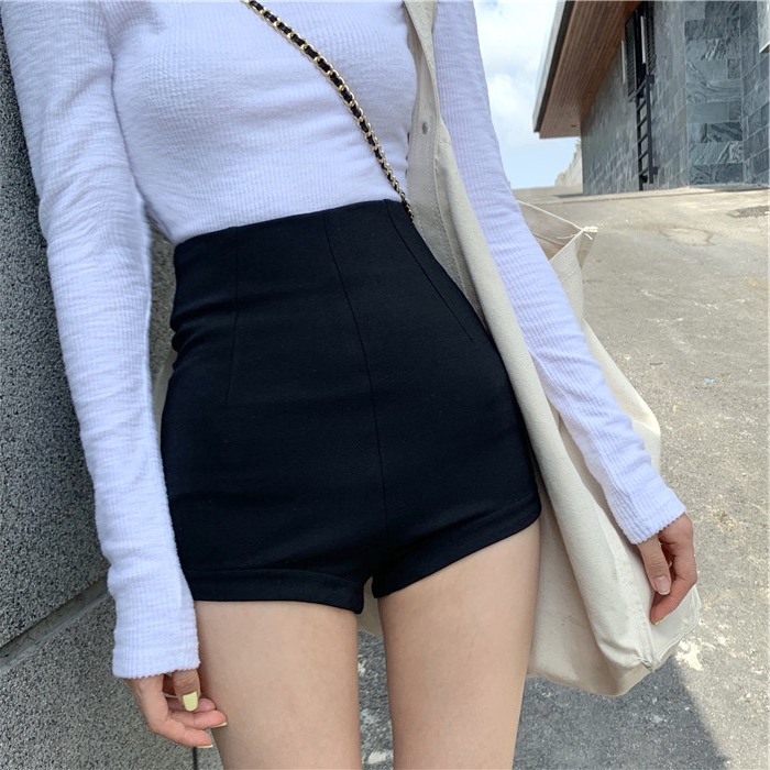 黑色性感高腰設計感西裝短褲女秋冬韓版小個子顯瘦高級感熱褲