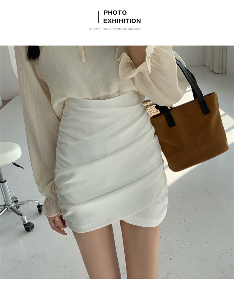 Spring and summer new style pleated irregular high-waisted skirt women's A-line skirt slim fit hip-hugging short skirt