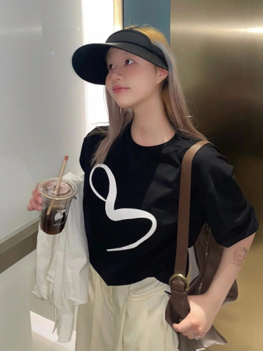 2024 new summer Korean style 220g combed cotton back collar with seamed edge S-XXXL summer short-sleeved T-shirt for women