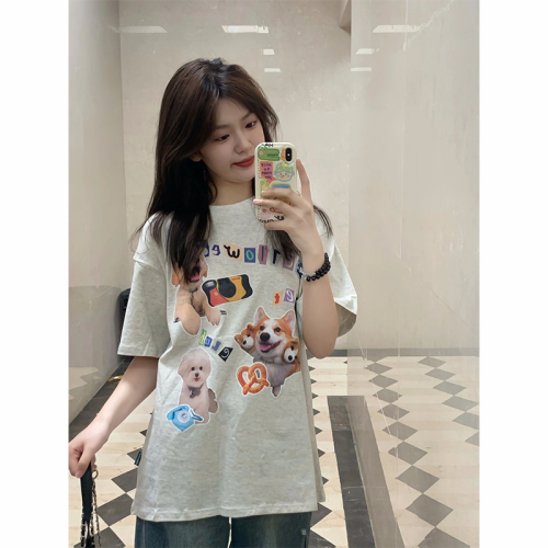 2024 new summer Korean style 220g combed cotton back collar with seamed edge S-XXXL summer short-sleeved T-shirt for women