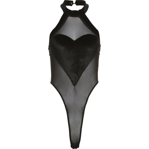 Black Suede Heart Halter Mesh Sleeveless Vest Feminine Versatile Slim Fit Bottoming Jumpsuit