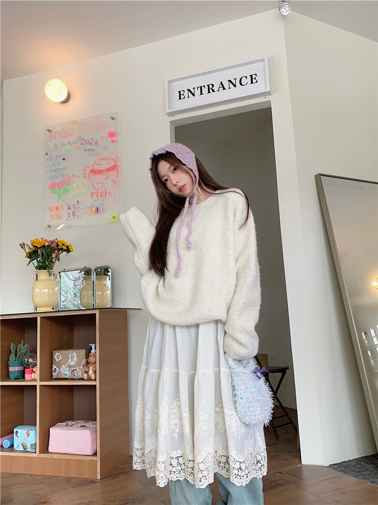 實拍~軟糯圓領套頭毛衣秋冬韓版百搭圈圈毛針織上衣女