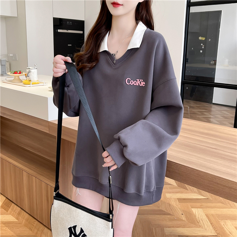 Official Picture 65 Fish Scales 2024 Spring Letter Embroidery Design POLO Collar Long Sleeve Versatile Sweater for Women