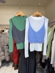 South Korea's Dongdaemun New Year's Autumn and Winter Korean Style Slim Short Style Simple Slimming Versatile Knitted Suspenders for Women