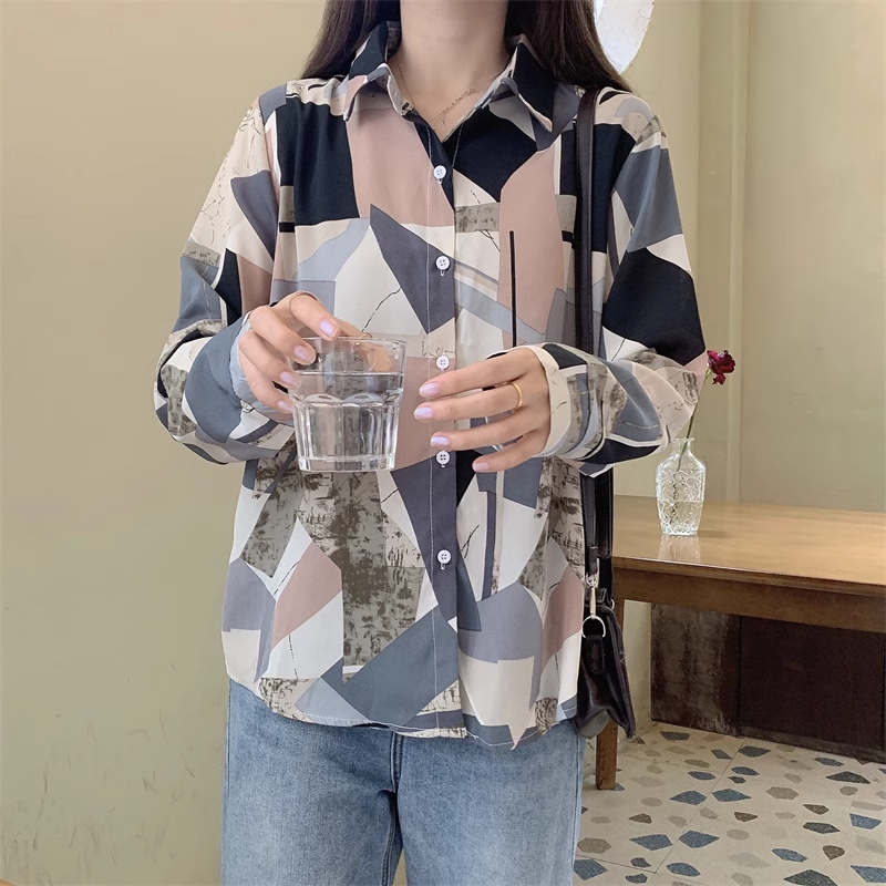 Real shot Hong Kong style long-sleeved shirt for women 2024 spring and autumn design retro Hong Kong style French sweet and gentle style