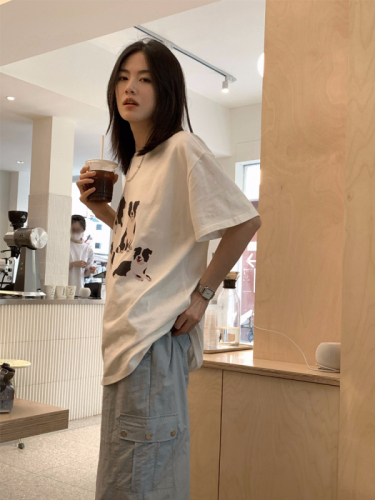 2024 new summer Korean style 220g combed cotton back collar with seamed edge S-XXXL summer short-sleeved T-shirt for women