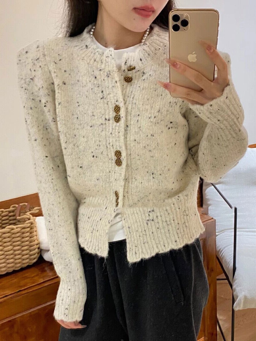 法式小香風針織開衫女秋冬新款設計感別致毛衣下擺開叉氣質上衣潮