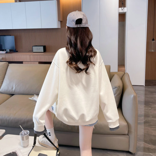 First real shot of 320g imitation cotton Chinese cotton Korean style spliced ​​sleeves autumn new sweatshirt for women