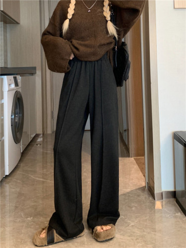 Real shots~Spring style~Lazy style casual pants, slimming, loose wide-leg trousers, drapey floor-length pants