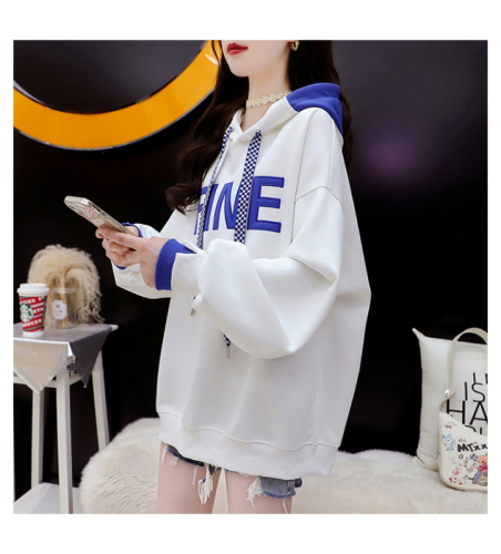 Official picture 2024 spring 25 cotton thin design color insert embroidery hooded sweatshirt for women