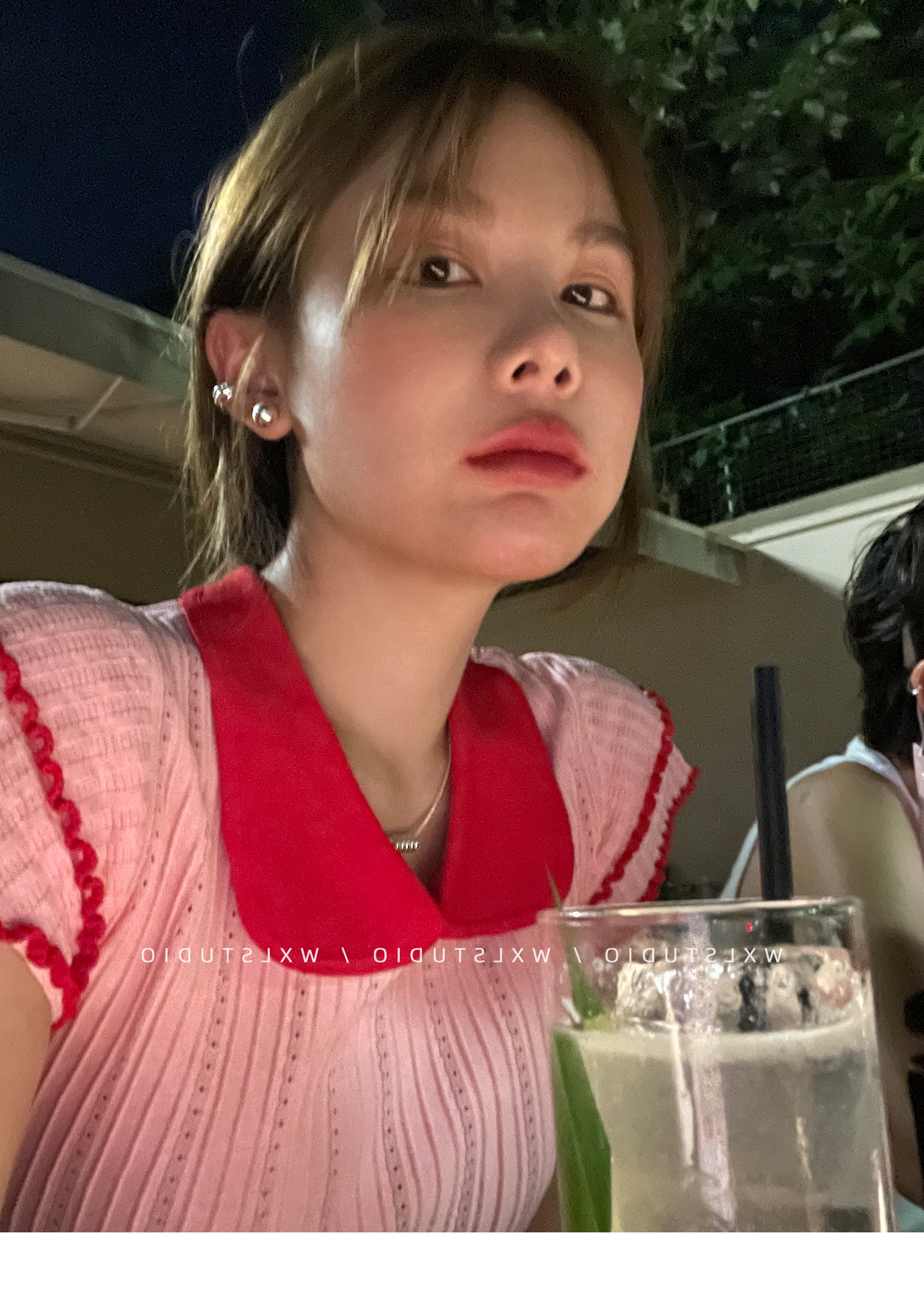 WXLSTUDIO 冰絲針織涼感短袖T恤女夏季修身顯瘦短款V領飛飛袖