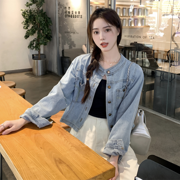 2024春裝新款實拍大碼女裝小個子短款牛仔外套顯瘦上衣S-5XL200斤