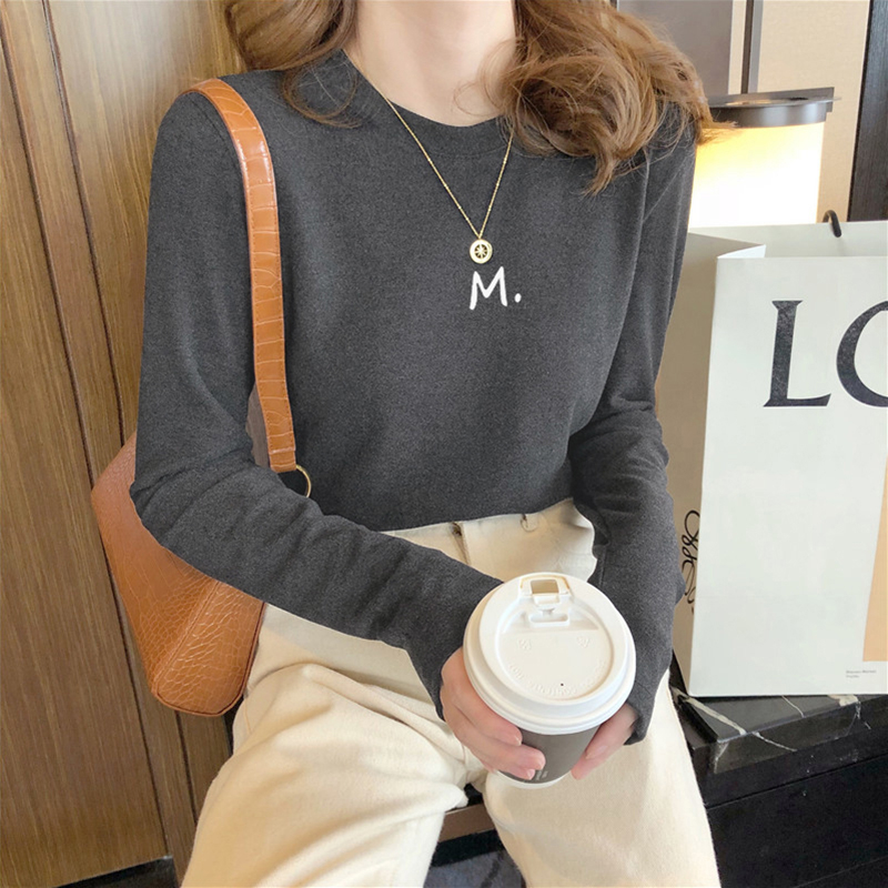 German velvet bottoming shirt for women in spring, autumn and winter, long-sleeved T-shirt, double-sided brushed plus velvet and thickened style, stylish