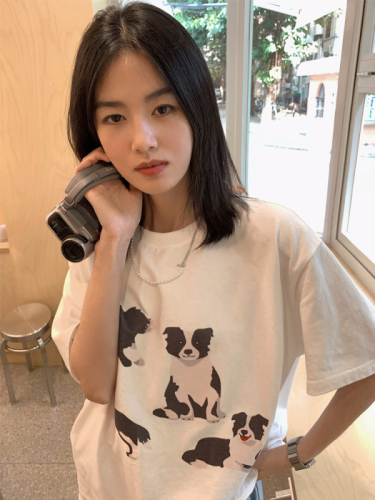 2024 new summer Korean style 220g combed cotton back collar with seamed edge S-XXXL summer short-sleeved T-shirt for women