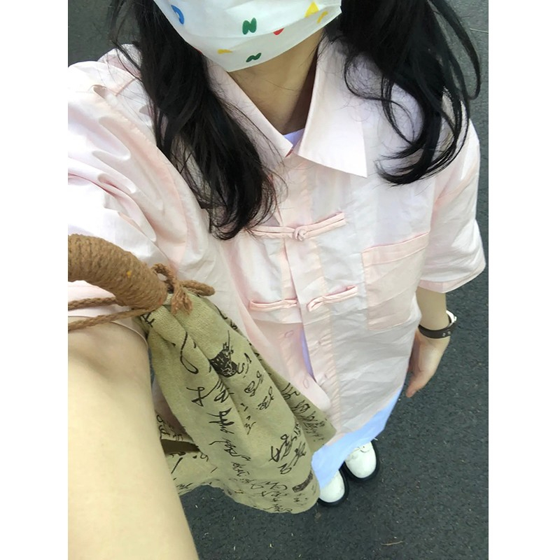 20棉80滌防曬白色長袖襯衫女夏外套襯衣寬鬆別致上衣春秋