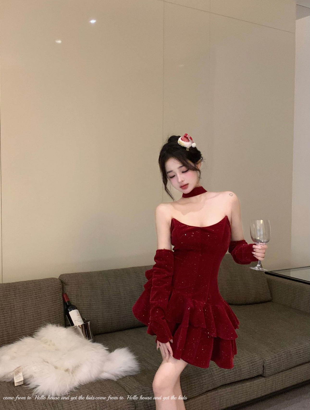 Actual shot of exquisite shimmery tutu skirt, velvet party skirt, tube top dress