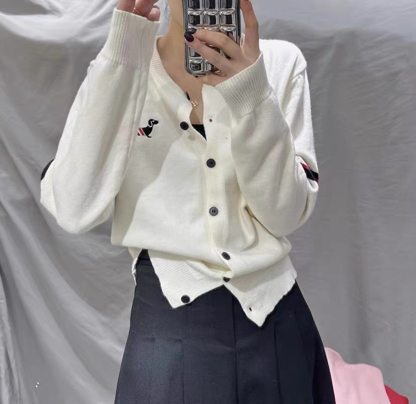 European authentic new design casual versatile striped long-sleeved versatile cashmere knitted cardigan jacket