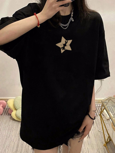 2024 new summer Korean style 220g combed cotton back collar with seamed edge S-XXXL summer short-sleeved T-shirt for women