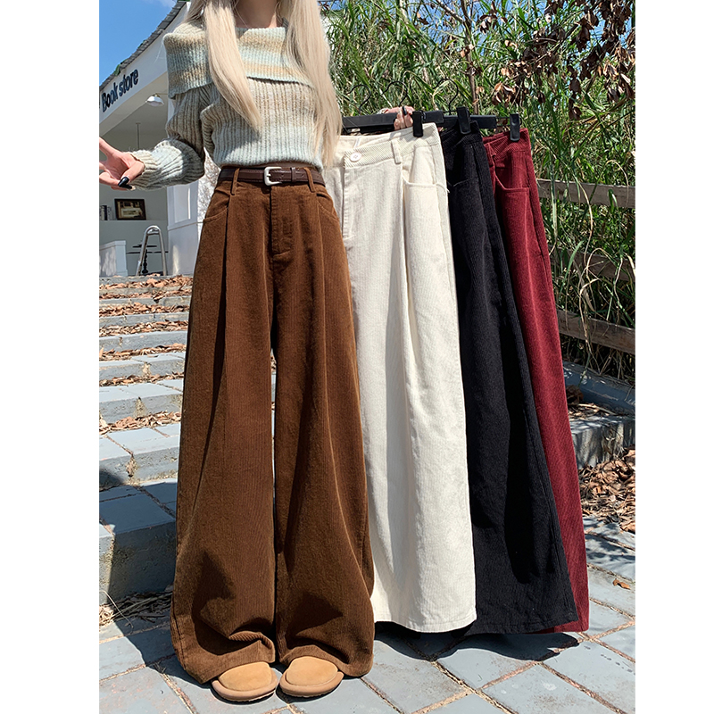 Real shot!  !  2024 Spring New Slim Corduroy Wide Leg Pants Women's Loose Casual Pants