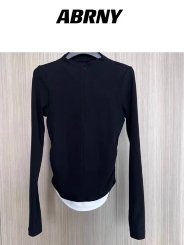 40 count 92 cotton 8 spandex 210g quality spring long-sleeved T-shirt women's shoulder top large size M-4XL