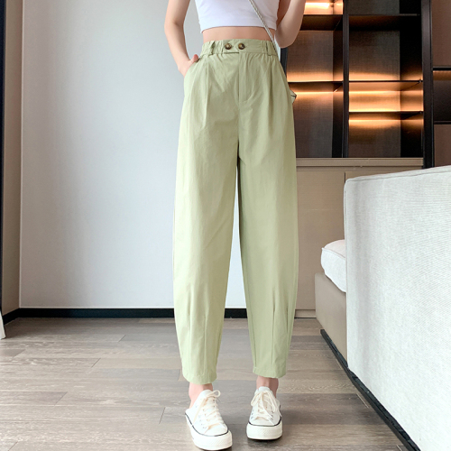 Real shot of Tencel cotton carrot pants for women in summer thin loose harem pants ice silk bloomers high waist nine-point casual pants
