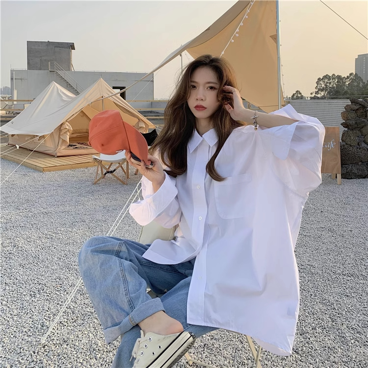 Sun protection shirt jacket 2024 new spring Korean design niche long-sleeved white shirt