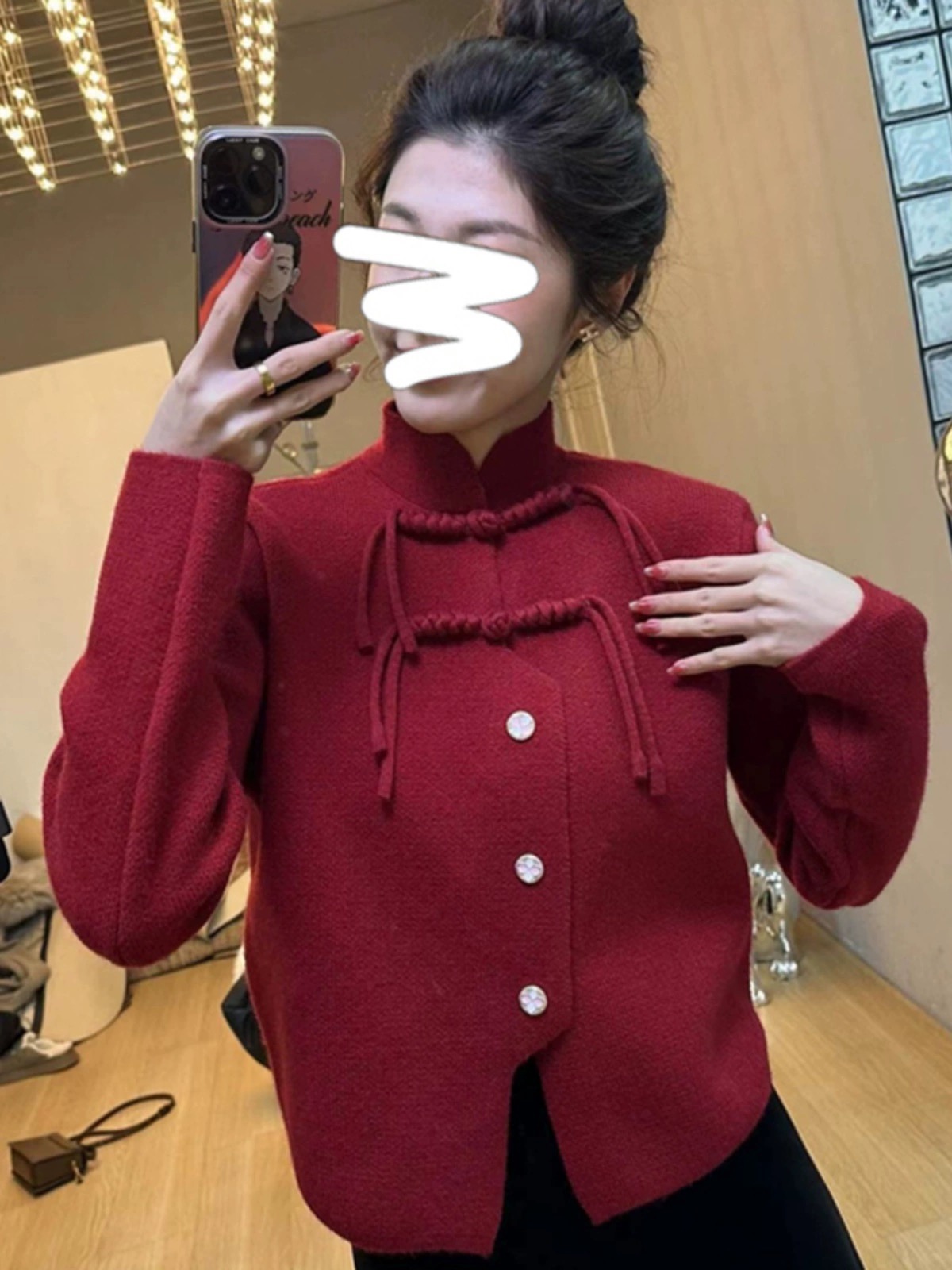 Designed with a sense of foreign style, new Chinese style tassel button-down stand-up collar cardigan sweater, retro fashionable and foreign style knitted