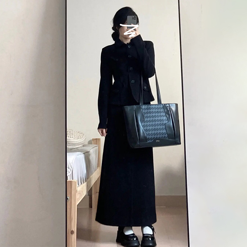 西裝外套半身長裙兩件套韓劇富家千金穿搭套裝女秋冬裝搭配一整套