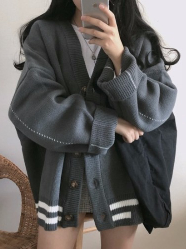 新款韓版寬鬆學生慵懶風網紅針織開衫ins超火毛衣外套女