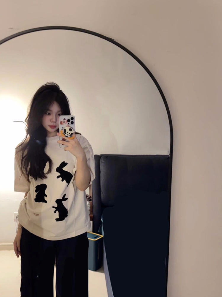 2024 new summer Korean style 220g combed cotton back collar with seamed edge S-XXXL summer short-sleeved T-shirt for women